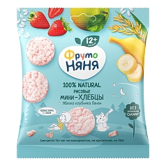 Хлебцы ФрутоНяня 30г рисовые/яблоко/клубника/банан