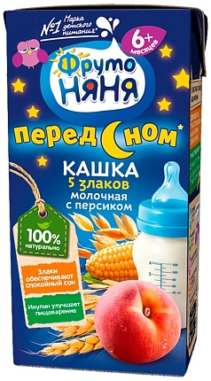 Кашка ФрутоНяня 200мл молоко/5 злаков/персик