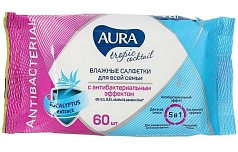 Салфетки влажные Аура 60шт тропический коктейль