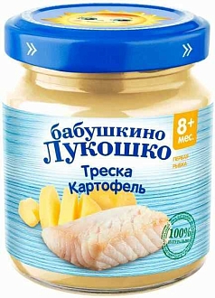 Пюре Бабушкино Лукошко 100г картофель/треска