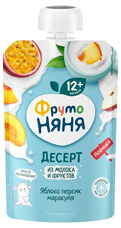 Десерт ФрутоНяня 90г м/у яблоко/персик/маракуйя/молоко