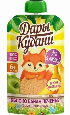 Пюре Дары Кубани 90г м/у яблоко/банан/печенье