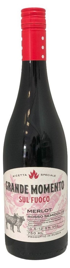Вино Гранде Моменто Мерло 0,75л 15% кр п/сл Россия