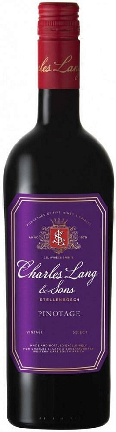Вино Чарльз Лэнг Энд Санс Пинотаж 0,75л 11-14% кр сух ЮАР