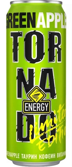 Тониз напиток Торнадо 0,45л энерджи грин эйпл ж/б