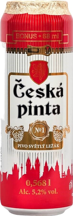 Пиво Чешская Пинта №1 0,568л 5,2% светлое ж/б