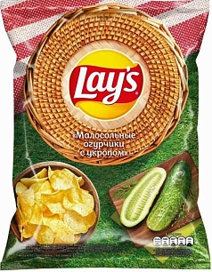 Чипсы Лейс 140г малосольный огурец/укроп