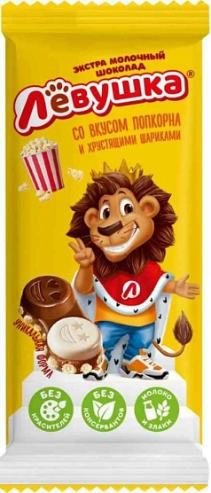 Шоколад Левушка 85г попкорн/хрустящие шарики