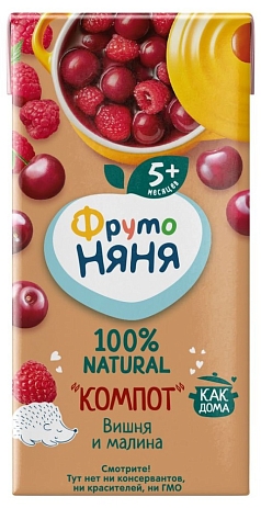 Компот ФрутоНяня 200мл вишня/малина