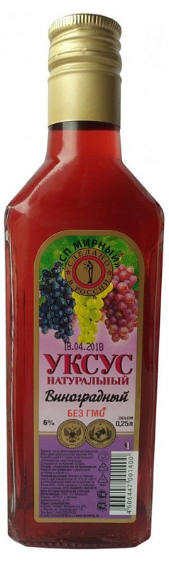 Уксус Мирный 6% 0,25л виноградный