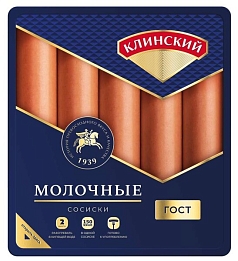 Сосиски Молочные ц/о 410г Клин