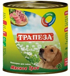 Трапеза д/собак 750г мясное трио ж/б