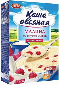 Каша Увелка овсяная 200гс малиной и сливками