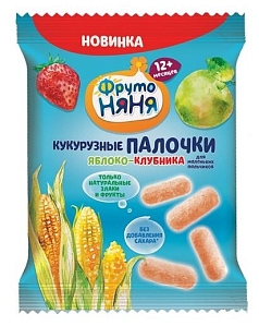 Палочки кукурузные ФрутоНяня 20г яблоко/клубника