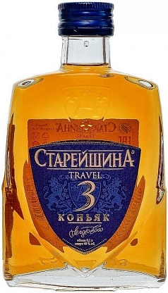 Коньяк Старейшина 3года 0,1л 40% фляга РОССИЯ