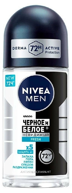 Дезодорант мужской Нивея ролик 50мл невидимый д/ч/б фреш