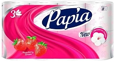 Туалетная бумага Папия 1/8шт клубничная мечта